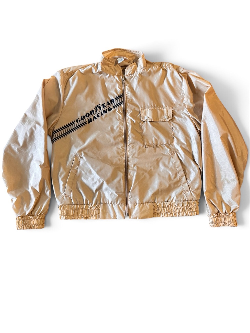 Vintage Men's Beige Lightweight Bomber Shell Jacket Jacket - Good Year Racing